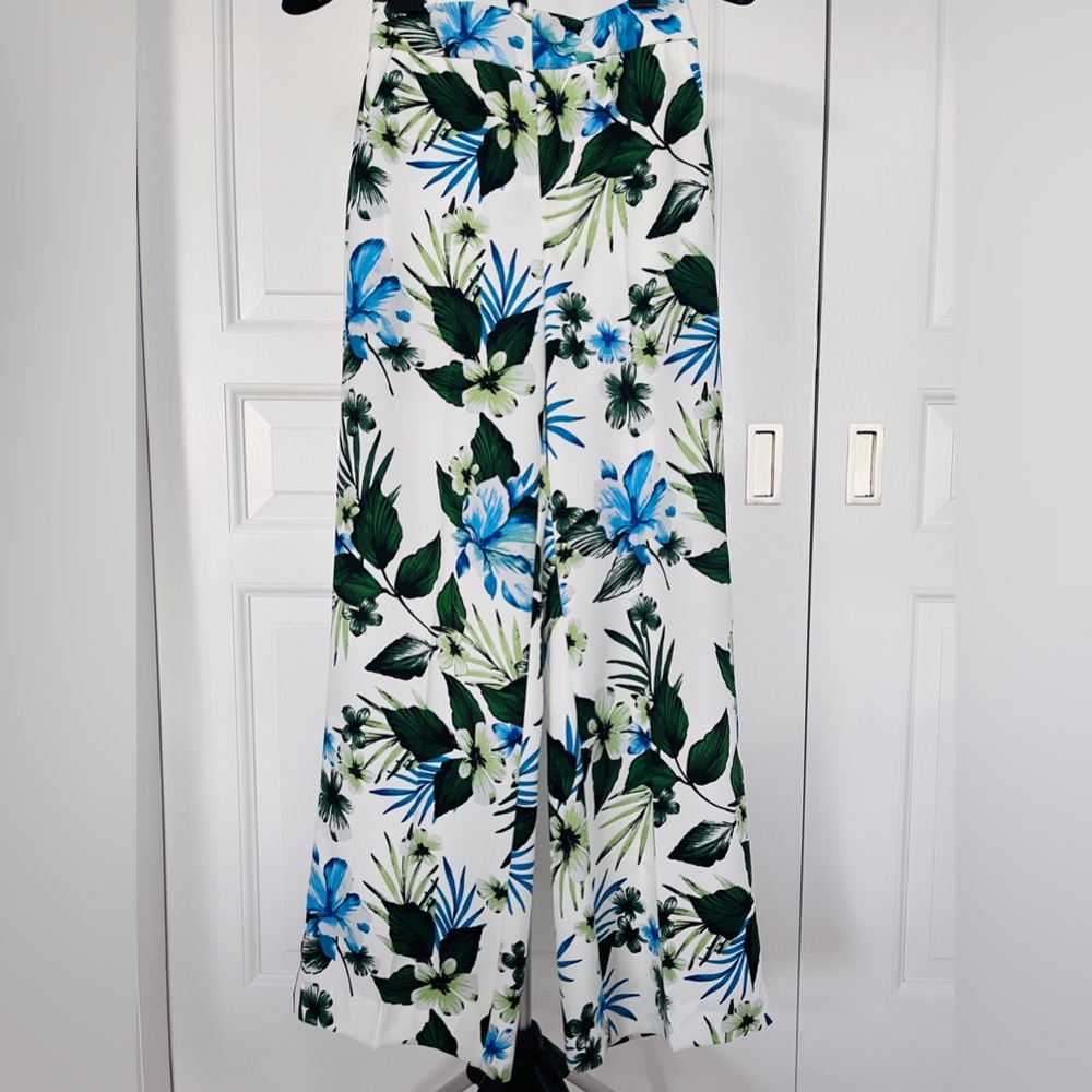 NWT Banana Republic White Floral Wide-Leg Pants